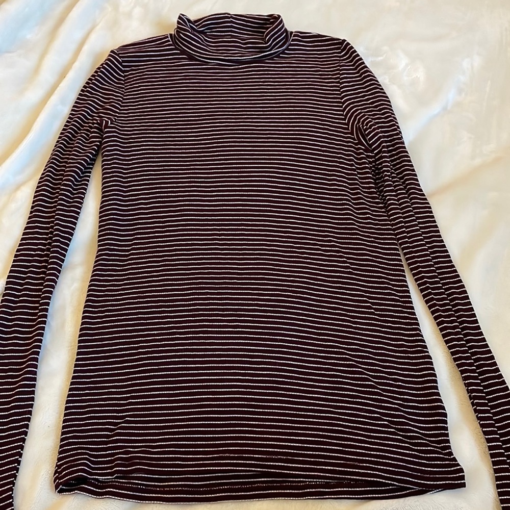 American Eagle Maroon and white striped long sleeve